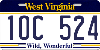 WV license plate 1OC524