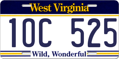WV license plate 1OC525