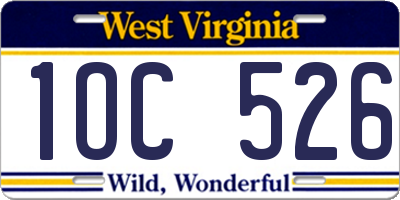 WV license plate 1OC526