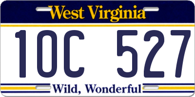 WV license plate 1OC527