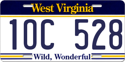 WV license plate 1OC528