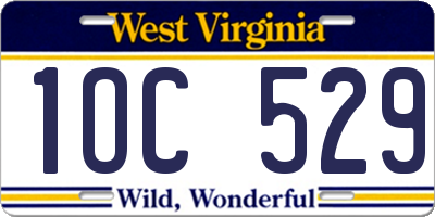 WV license plate 1OC529