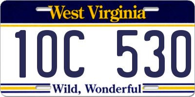 WV license plate 1OC530