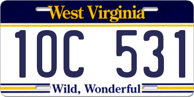 WV license plate 1OC531