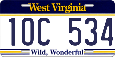 WV license plate 1OC534