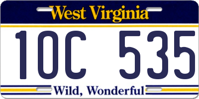 WV license plate 1OC535
