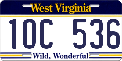WV license plate 1OC536