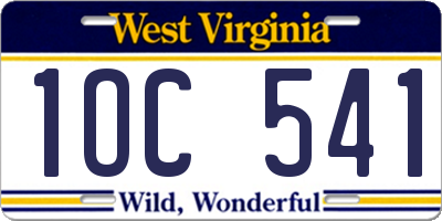 WV license plate 1OC541