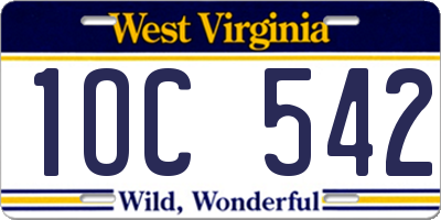 WV license plate 1OC542