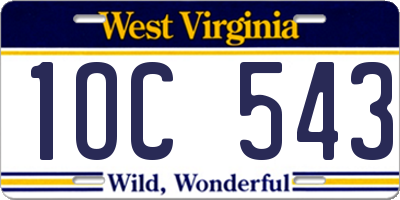 WV license plate 1OC543