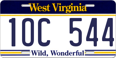 WV license plate 1OC544