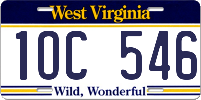 WV license plate 1OC546