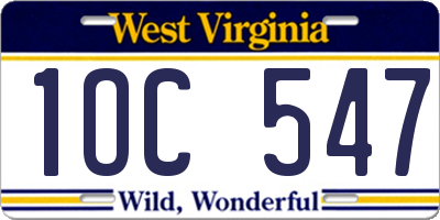 WV license plate 1OC547
