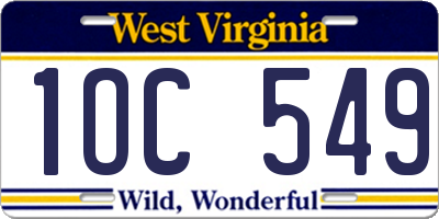 WV license plate 1OC549