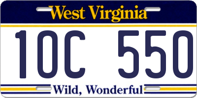 WV license plate 1OC550