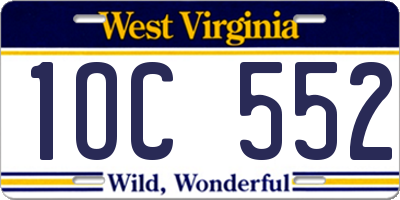WV license plate 1OC552