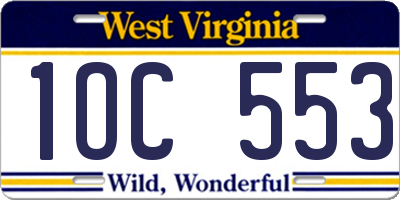 WV license plate 1OC553
