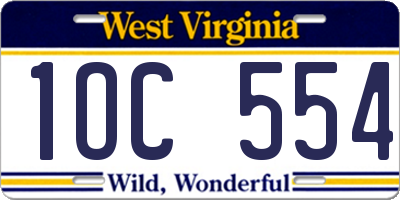 WV license plate 1OC554