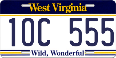 WV license plate 1OC555