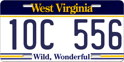 WV license plate 1OC556