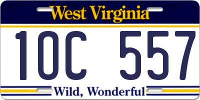 WV license plate 1OC557
