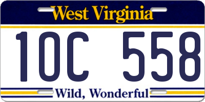 WV license plate 1OC558