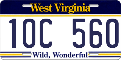 WV license plate 1OC560