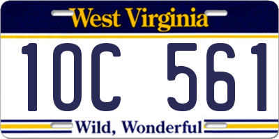 WV license plate 1OC561