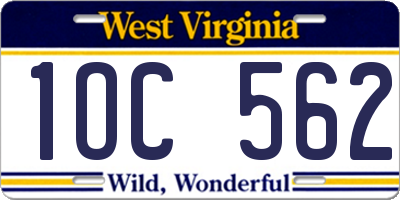 WV license plate 1OC562