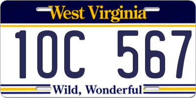 WV license plate 1OC567
