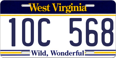 WV license plate 1OC568