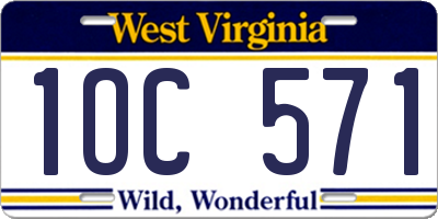 WV license plate 1OC571