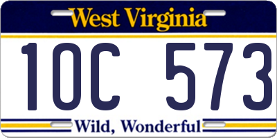 WV license plate 1OC573