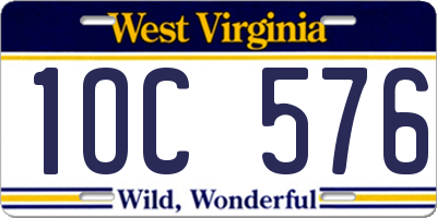 WV license plate 1OC576