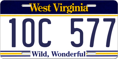WV license plate 1OC577