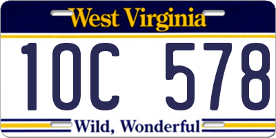 WV license plate 1OC578