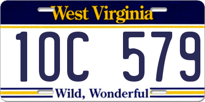 WV license plate 1OC579