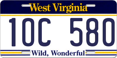 WV license plate 1OC580