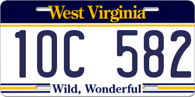 WV license plate 1OC582