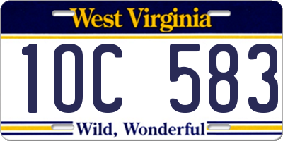 WV license plate 1OC583