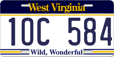 WV license plate 1OC584