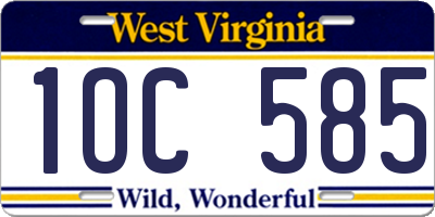 WV license plate 1OC585