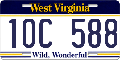 WV license plate 1OC588