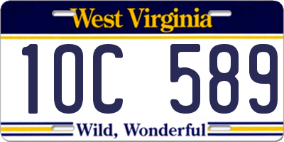 WV license plate 1OC589