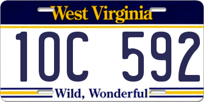 WV license plate 1OC592