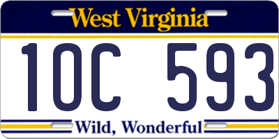 WV license plate 1OC593
