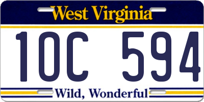 WV license plate 1OC594