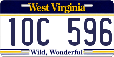 WV license plate 1OC596