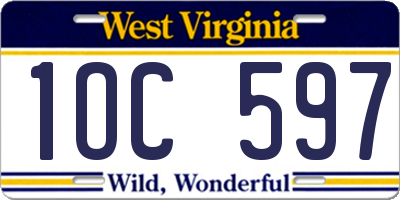 WV license plate 1OC597