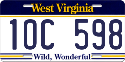 WV license plate 1OC598